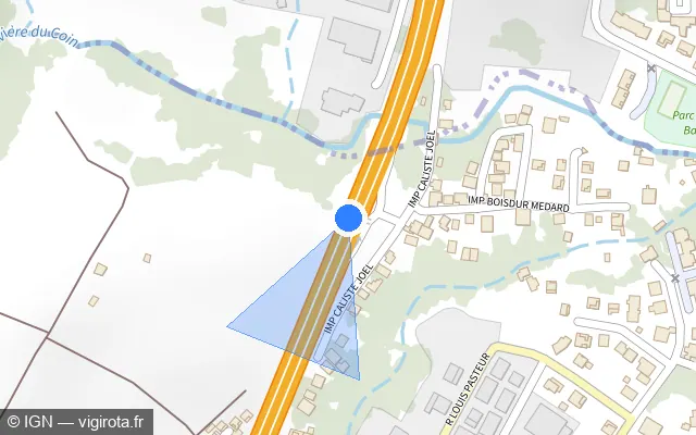 Vue plan de l'emplacement du radar tourelle à Baie-Mahault sur N 1