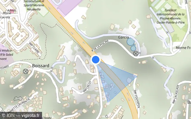 Vue plan de l'emplacement du radar tourelle à Pointe-à-Pitre sur N 1 / Rocade de Pointe-à-Pitre