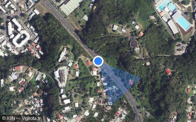 Vue satellite de l'emplacement du radar tourelle à Pointe-à-Pitre sur N 1 / Rocade de Pointe-à-Pitre