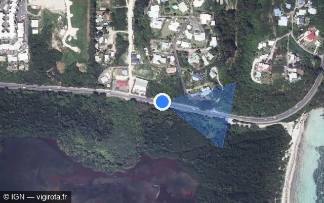 Vue satellite de l'emplacement du radar tourelle à Le Gosier sur Boulevard de la Criée / N 4