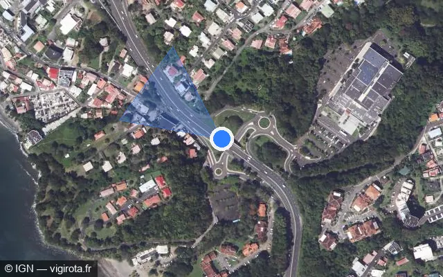 Vue satellite de l'emplacement du radar tourelle à Schœlcher sur N 2