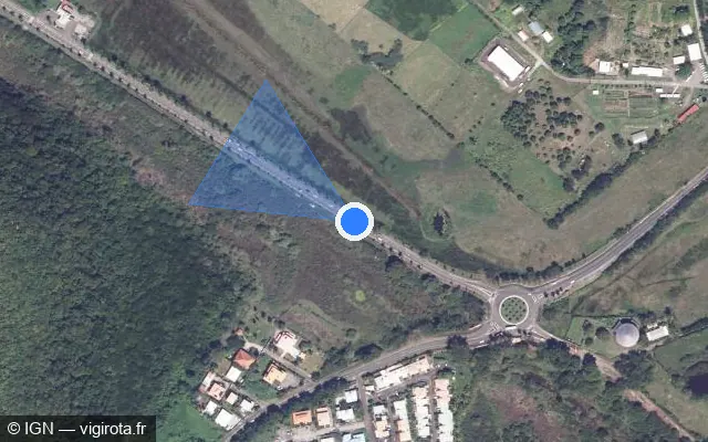 Vue satellite de l'emplacement du radar tourelle à Sainte-Anne sur D 9 A