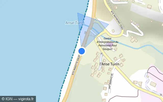 Vue plan de l'emplacement du radar tourelle à Le Carbet sur Route Maïotte Dauphite / N 2