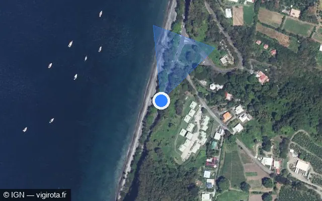 Vue satellite de l'emplacement du radar tourelle à Le Carbet sur Route Maïotte Dauphite / N 2