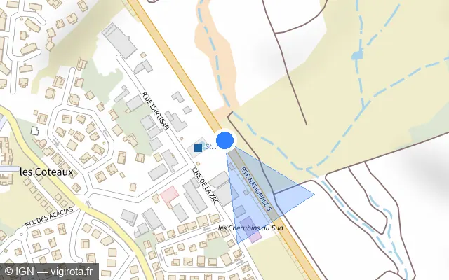 Vue plan de l'emplacement du radar tourelle à Sainte-Luce sur N 5