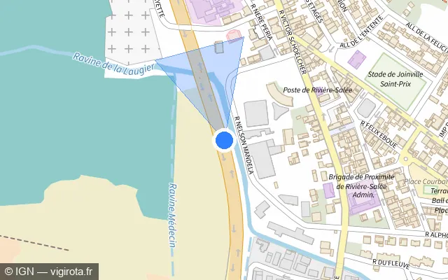 Vue plan de l'emplacement du radar tourelle à Rivière-Salée sur N 5