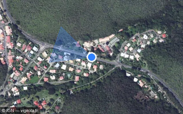 Vue satellite de l'emplacement du radar tourelle à Bellefontaine sur Route du Littoral / N 2