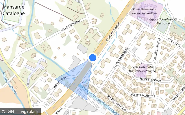 Vue plan de l'emplacement du radar tourelle à Le Robert sur Avenue des Kalinagos / N 1