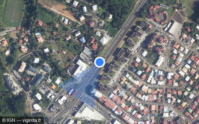 Vue satellite de l'emplacement du radar tourelle à Le Robert sur Avenue des Kalinagos / N 1