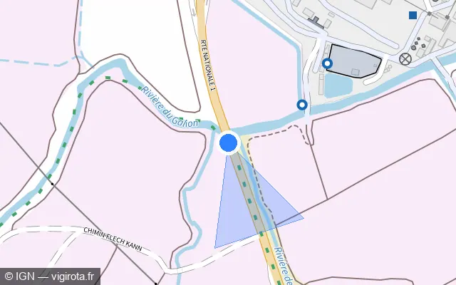Vue plan de l'emplacement du radar tourelle à La Trinité sur Route Nationale 1 / N 1
