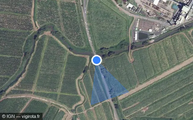 Vue satellite de l'emplacement du radar tourelle à La Trinité sur Route Nationale 1 / N 1