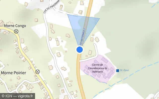 Vue plan de l'emplacement du radar tourelle à La Trinité sur Route Nationale 1 / N 1
