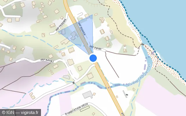 Vue plan de l'emplacement du radar tourelle à Sainte-Marie sur Route des Colibris / N 1