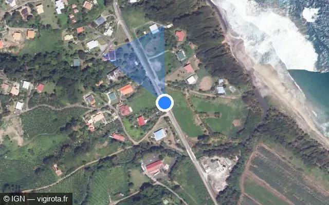 Vue satellite de l'emplacement du radar tourelle à Sainte-Marie sur Route des Colibris / N 1
