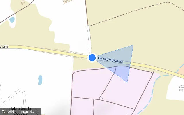 Vue plan de l'emplacement du radar tourelle à Rivière-Salée sur Route de Trois-Îlets / D 7