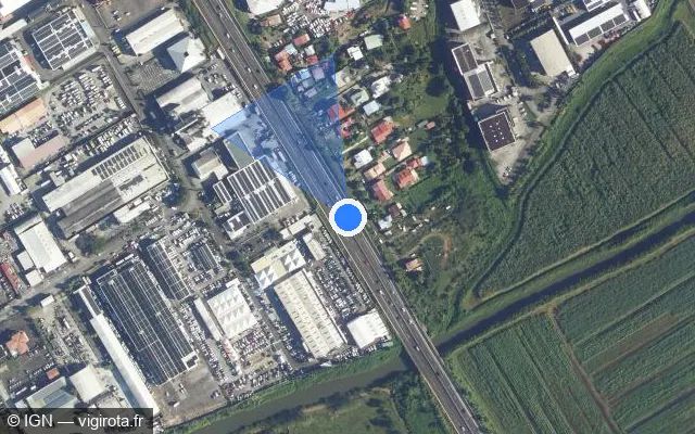 Vue satellite de l'emplacement du radar tourelle à Le Lamentin sur A 1 / L'Autoroute