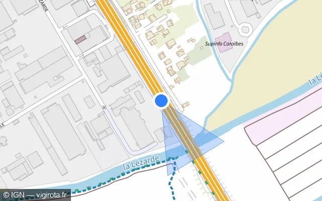 Vue plan de l'emplacement du radar tourelle à Le Lamentin sur A 1 / L'Autoroute