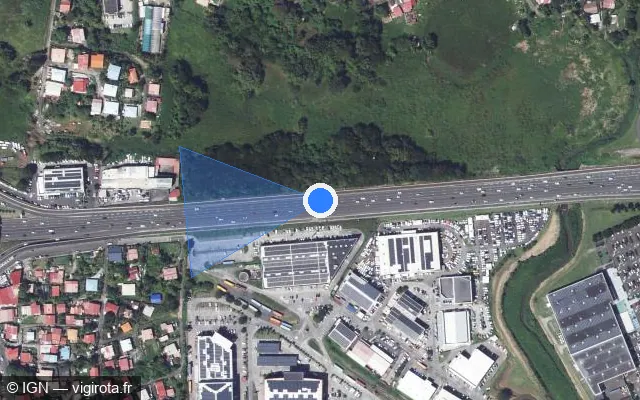 Vue satellite de l'emplacement du radar tourelle à Le Lamentin sur A 1 / L'Autoroute