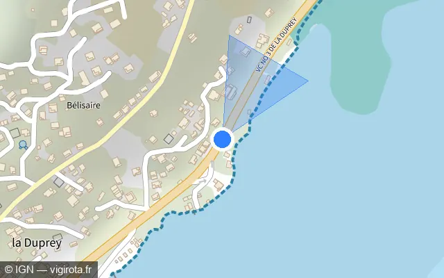 Vue plan de l'emplacement du radar tourelle à Le Marin sur Voie communale N°3 de la Duprey / N 5