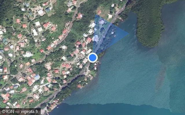 Vue satellite de l'emplacement du radar tourelle à Le Marin sur Voie communale N°3 de la Duprey / N 5