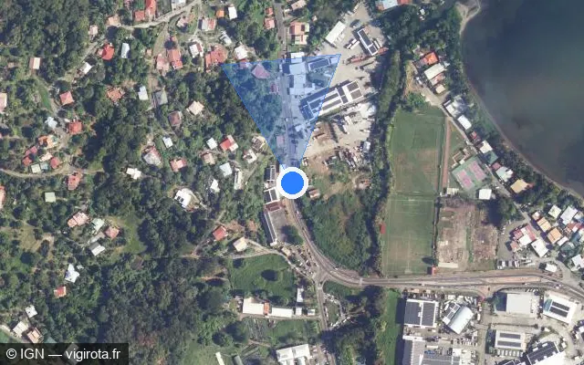 Vue satellite de l'emplacement du radar tourelle à Le Robert sur D 1