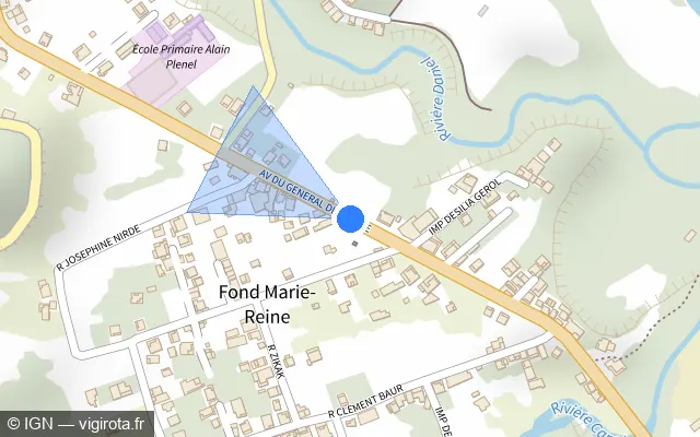 Vue plan de l'emplacement du radar tourelle à Le Morne-Rouge sur Avenue du Général de Gaulle / N 3