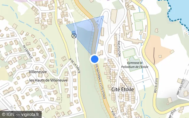 Vue plan de l'emplacement du radar tourelle à Sainte-Marie sur Route Nationale 1 Cité Étoile / N 1
