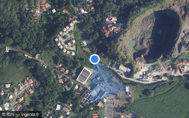 Vue satellite de l'emplacement du radar tourelle à Le Lamentin sur D 15