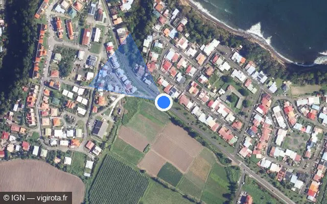 Vue satellite de l'emplacement du radar tourelle à Basse-Pointe sur Avenue Février 74 / N 1