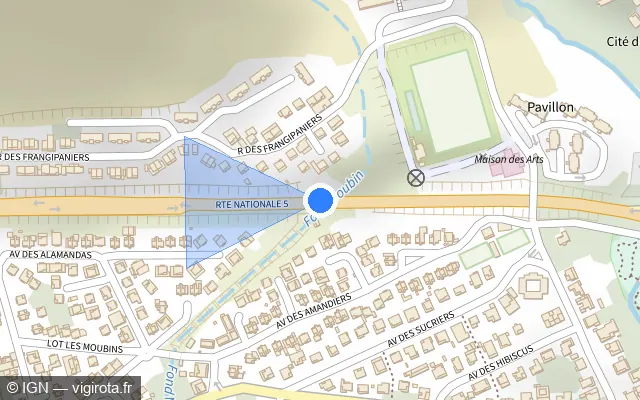 Vue plan de l'emplacement du radar tourelle à Sainte-Luce sur N 5