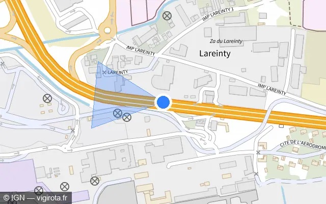 Vue plan de l'emplacement du radar tourelle à Le Lamentin sur N 5