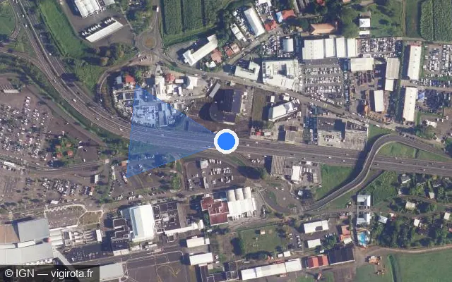 Vue satellite de l'emplacement du radar tourelle à Le Lamentin sur N 5