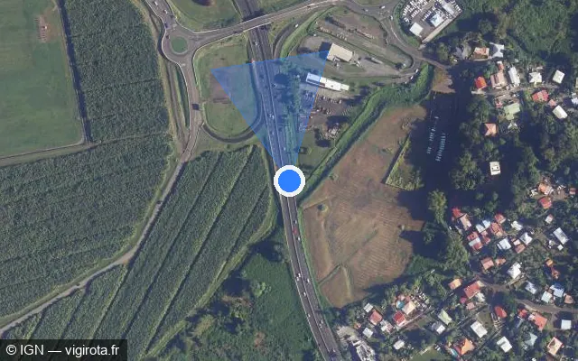 Vue satellite de l'emplacement du radar tourelle à Ducos sur N 5