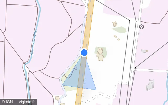 Vue plan de l'emplacement du radar tourelle à Le Lamentin sur N 1
