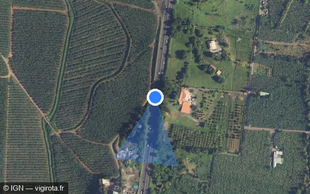 Vue satellite de l'emplacement du radar tourelle à Le Lamentin sur N 1