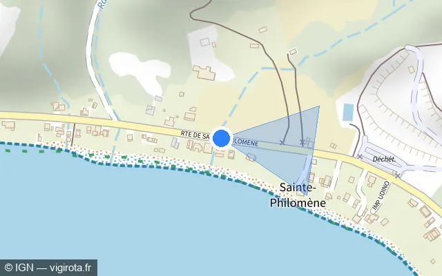 Vue plan de l'emplacement du radar tourelle à Saint-Pierre sur Route de Sainte Philomène / D 10