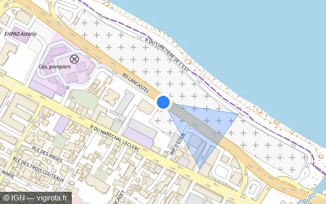 Vue plan de l'emplacement du radar tourelle à Saint-Denis sur Boulevard Lancastel / N 2