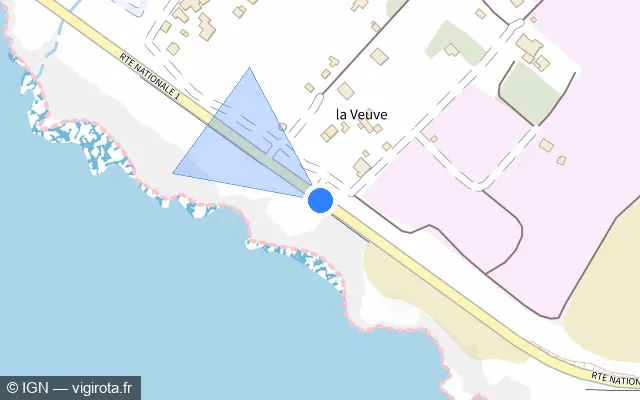 Vue plan de l'emplacement du radar tourelle à L'Étang-Salé sur Route des Plages / N 1A