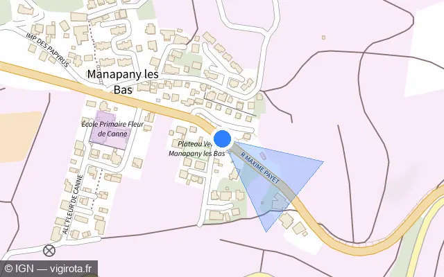 Vue plan de l'emplacement du radar tourelle à Petite-Île sur Rue Maxime Payet / N 2