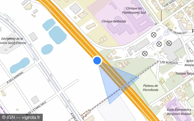 Vue plan de l'emplacement du radar tourelle à Saint-Pierre sur N 1