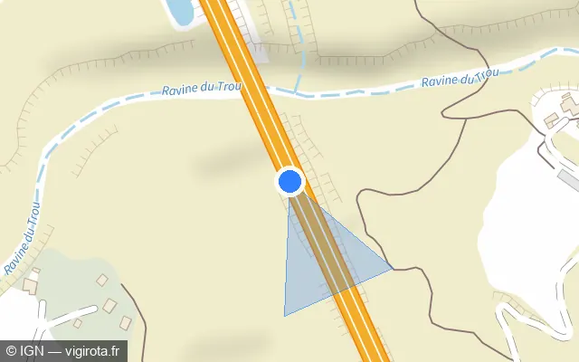 Vue plan de l'emplacement du radar tourelle à L'Étang-Salé sur N 1 / Route des Tamarins