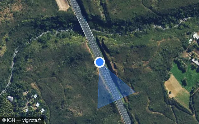 Vue satellite de l'emplacement du radar tourelle à L'Étang-Salé sur N 1 / Route des Tamarins