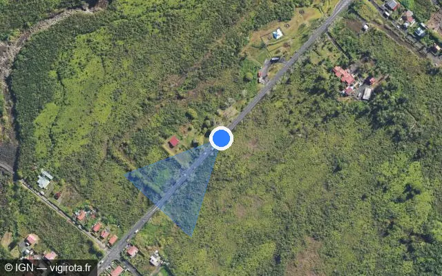 Vue satellite de l'emplacement du radar tourelle à La Plaine-des-Palmistes sur Rue de la République / N 3
