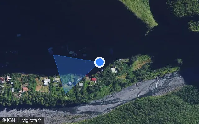 Vue satellite de l'emplacement du radar tourelle à Bras-Panon sur Route de Salazie / D 48