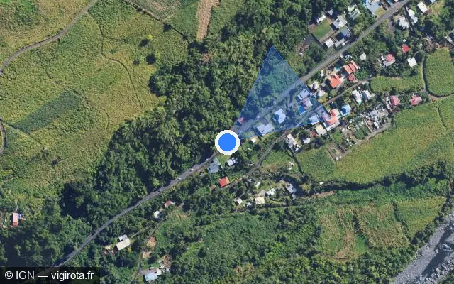 Vue satellite de l'emplacement du radar tourelle à Saint-André sur Route de Salazie / D 48