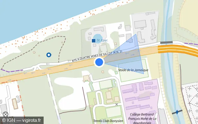 Vue plan de l'emplacement du radar tourelle à Sainte-Marie sur N 2