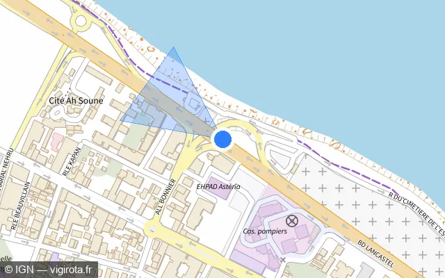 Vue plan de l'emplacement du radar tourelle à Saint-Denis sur Boulevard Lancastel / N 2