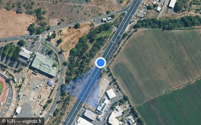 Vue satellite de l'emplacement du radar tourelle à Le Port sur N 1 / Route de Mafate