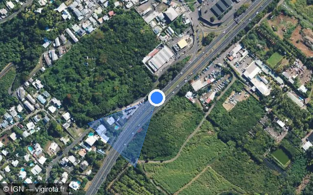 Vue satellite de l'emplacement du radar tourelle à Saint-Pierre sur N 3