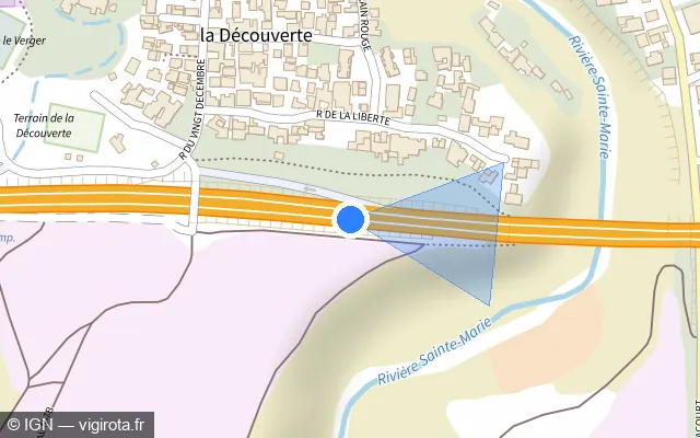 Vue plan de l'emplacement du radar tourelle à Sainte-Marie sur N 2